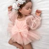 Swiss Dot Bloom Pink Rose Baby Girl Romper Romper