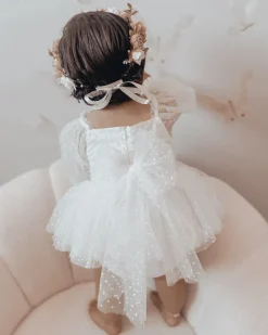 Swiss Dot Bloom White Baby Girl Romper