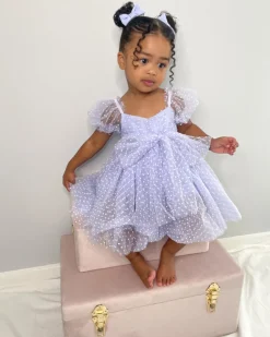 Swiss Dot Periwinkle Baby Girl Tulle Hair Accessories