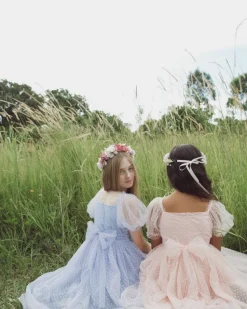 Swiss Dot Periwinkle Gardenia Girls Party Dress