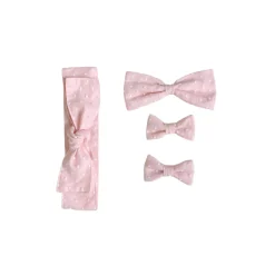 Swiss Dot Pink Rose Baby Girl Tulle Hair Accessories