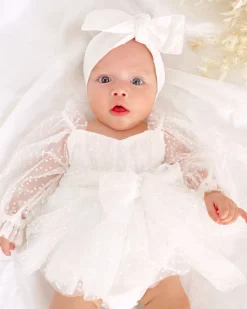 Swiss Dot White Baby Girl Tulle Hair Accessories