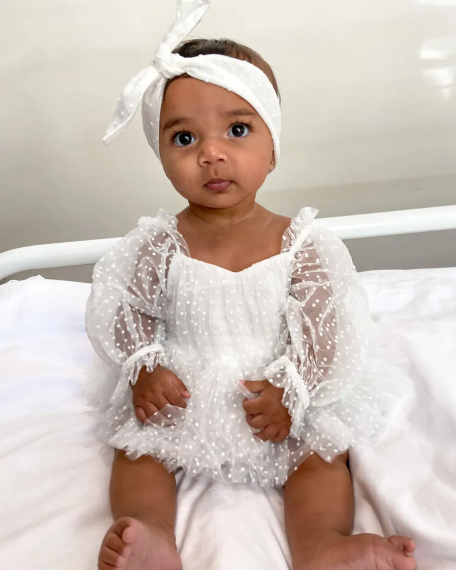 Swiss Dot White Baby Girl Tulle Hair Accessories