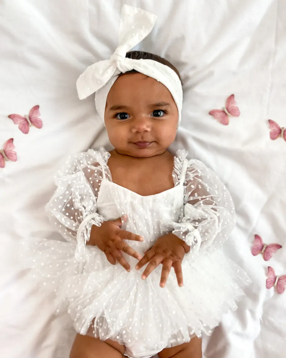 Swiss Dot White Baby Girl Tulle Hair Accessories