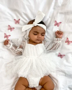 Swiss Dot White Baby Girl Tulle Hair Accessories