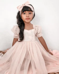Tallulah Pearl Pastel Pink Sparkle Sequin Girls Party Dress