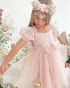 Tallulah Pearl Pastel Pink Sparkle Sequin Girls Party Dress