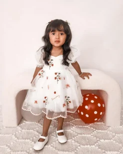 Tea Party Girls Party Dress - White