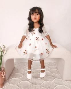 Tea Party Girls Party Dress - White