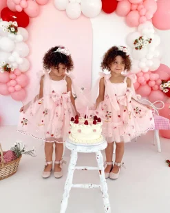 Tea Party Girls Party Dress - Pink