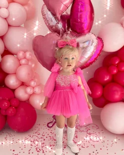 Theodora Fuchsia Pink Sequin Baby Girl Romper