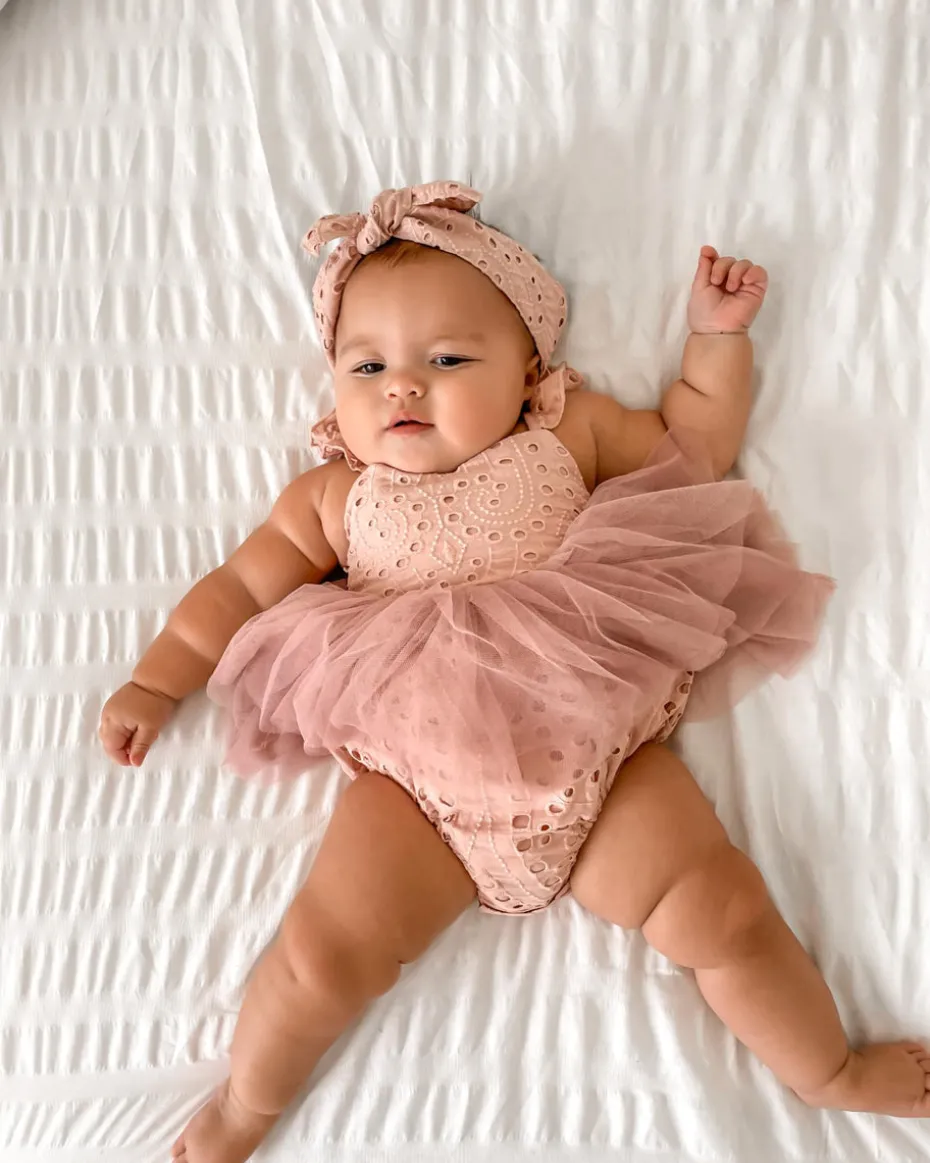Trixie Belle Dusty Rose Tutu Baby Girl Romper
