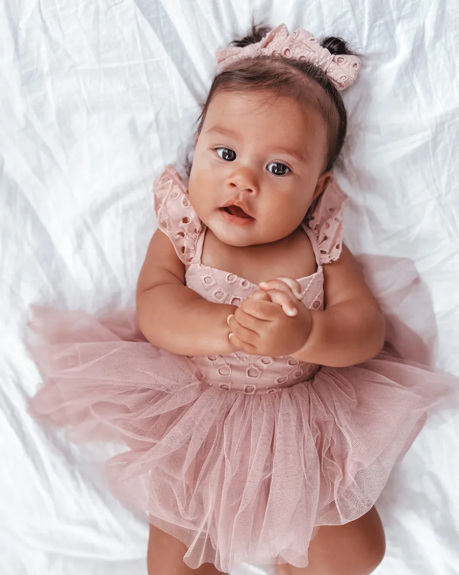 Trixie Belle Dusty Rose Tutu Baby Girl Romper