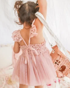 Trixie Belle Dusty Rose Tutu Baby Girl Romper
