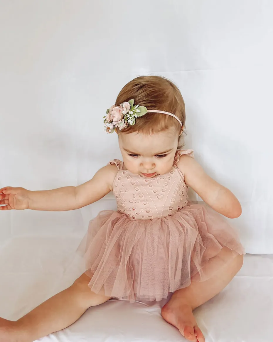 Trixie Belle Dusty Rose Tutu Baby Girl Romper