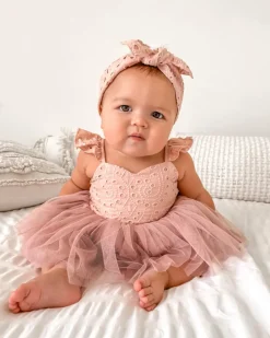 Trixie Belle Dusty Rose Tutu Baby Girl Romper
