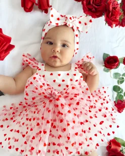 Valentina White Heart Baby Girl Tulle Hair Accessories