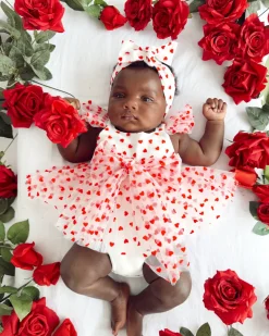 Valentina White Heart Baby Girl Tulle Hair Accessories