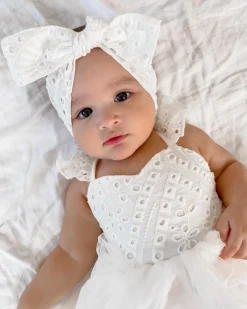 White Broderie Anglaise Baby Girl Hair Accessories
