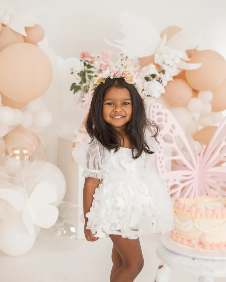 White Butterfly Kisses Baby Girls Romper