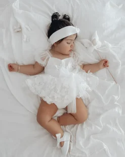 White Butterfly Kisses Baby Girls Romper