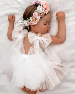 White English Rose Baby Girl Romper