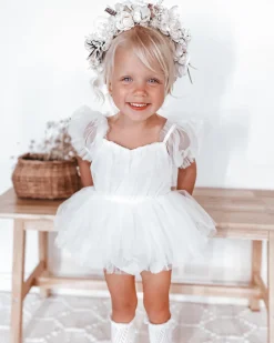 White Flower Fairy Baby Girl Romper