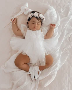 White Flower Fairy Baby Girl Romper