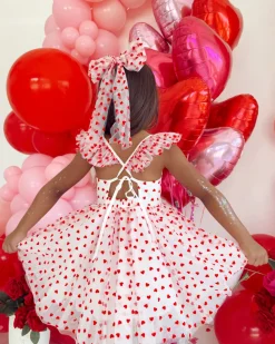 White Heart Tulle Girls Hair Bow