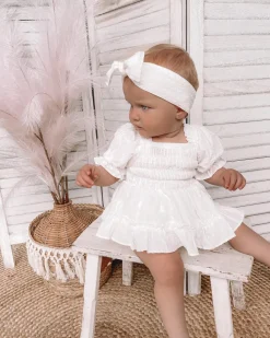 White Lila Baby Girl Romper