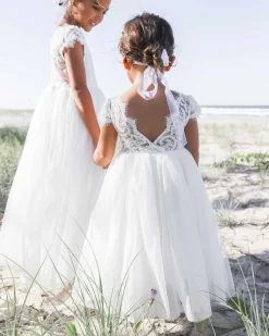 White Magnolia Flower Girl Dress