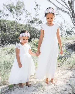 White Magnolia Flower Girl Dress