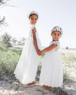 White Magnolia Flower Girl Dress
