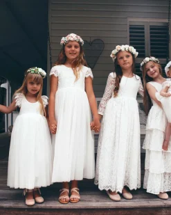 White Magnolia Flower Girl Dress