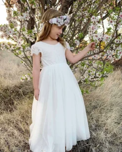 White Magnolia Flower Girl Dress