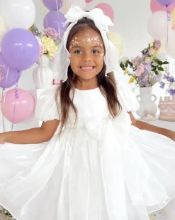 White Organza Girls Hair Bow