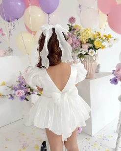 White Organza Girls Hair Bow