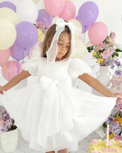 White Organza Girls Hair Bow