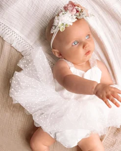 White Wildflower Baby Girl Romper