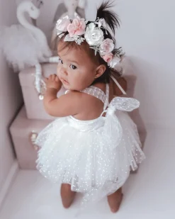 White Wildflower Baby Girl Romper